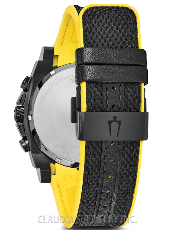 BULOVA MEN'S PRECISIONIST BLACK/YELLOW STRAP 98B312 - Image 4