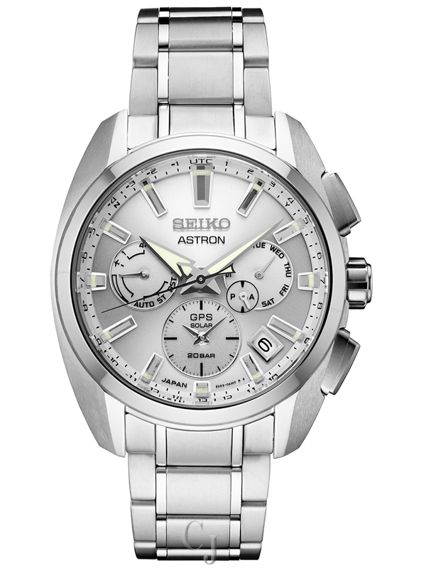 SEIKO ASTRON GPS SOLAR TITANIUM DUAL TIME SILVER DIAL SSH063