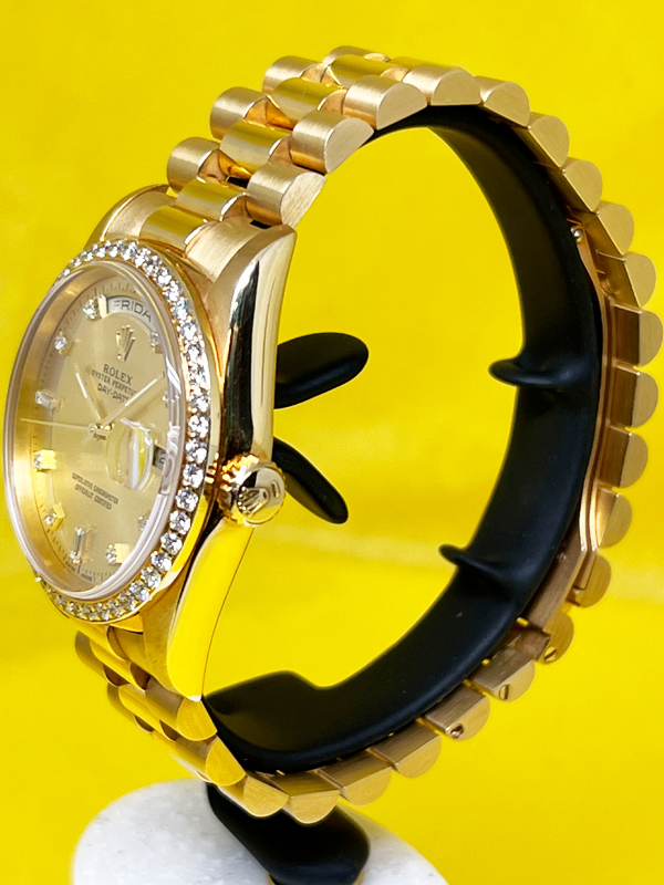 ROLEX PRESIDENT DAY-DATE YELLOW GOLD DIAMOND DIAL AND BEZEL 18238 - Image 12