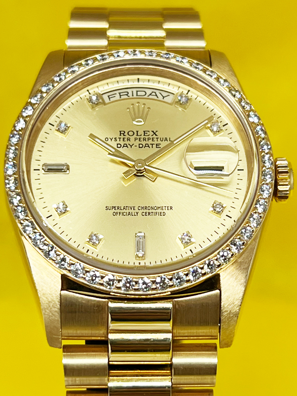 ROLEX PRESIDENT DAY-DATE YELLOW GOLD DIAMOND DIAL AND BEZEL 18238 - Image 9