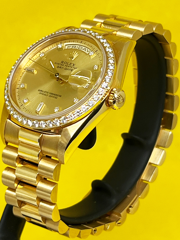 ROLEX PRESIDENT DAY-DATE YELLOW GOLD DIAMOND DIAL AND BEZEL 18238 - Image 7