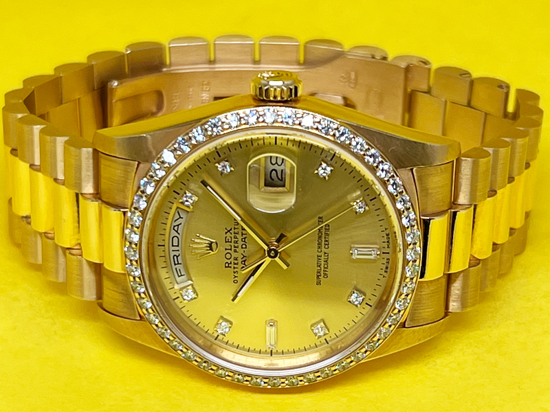 ROLEX PRESIDENT DAY-DATE YELLOW GOLD DIAMOND DIAL AND BEZEL 18238 - Image 5