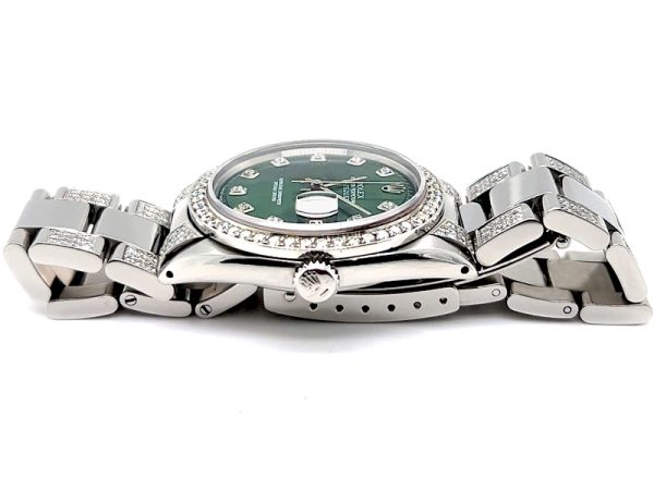 ROLEX DATEJUST DIAMOND OYSTER BAND GREEN DIAL 1603 36MM - Image 9