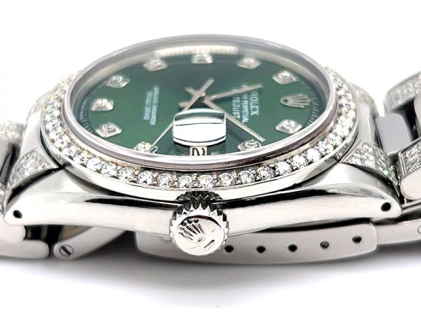 ROLEX DATEJUST DIAMOND OYSTER BAND GREEN DIAL 1603 36MM - Image 10