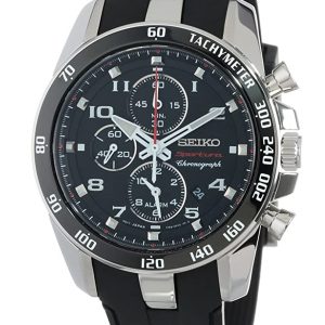 SEIKO SPORTURA CLASSIC QUARTZ CHRONOGRAPH BLACK DIAL WATCH SNAE87