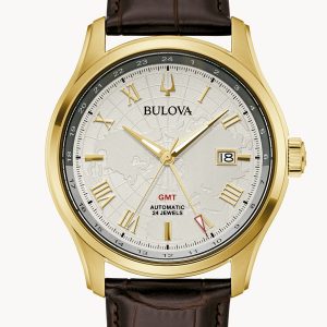 BULOVA WILTON GMT CLASSIC SILVER-TONE DIAL MEN’S WATCH 97B210