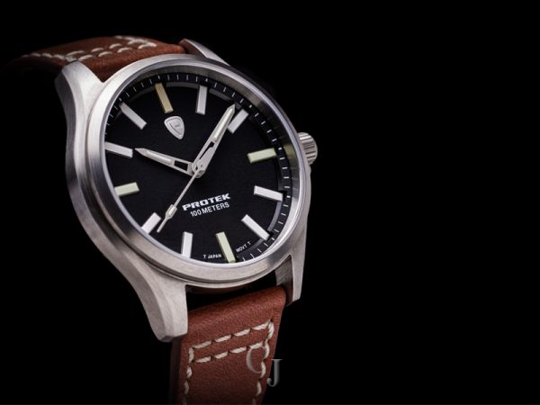 PROTEK FEILD SERIES 3001 BLACK DIAL W/ TAN LEATHER STRAP WATCH PT3001 - Image 4