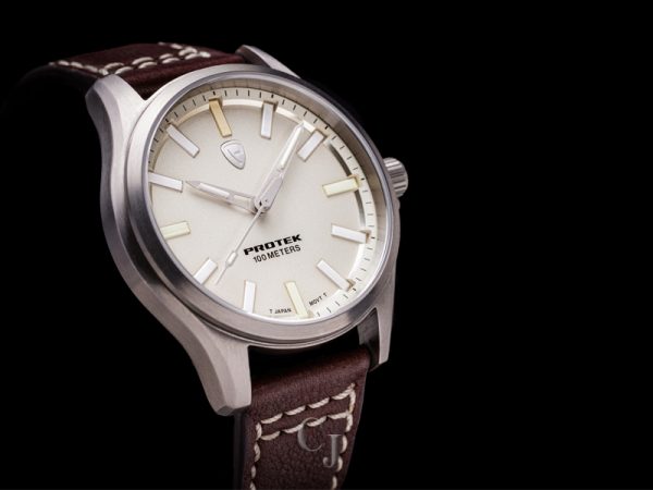 PROTEK FEILD SERIES 3004 WHITE DIAL W/ TAN LEATHER STRAP WATCH PT3004 - Image 3