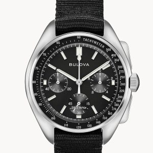 BULOVA SPECIAL EDITION LUNAR PILOT BLACK DIAL WATCH 96A225