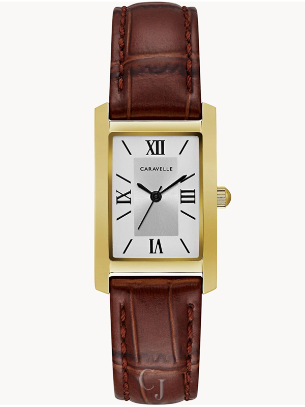 CARAVELLE BY BULOVA SILVER-TONE DIAL LEATHER STRAP LADIES WATCH 44L234