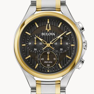 BULOVA CURV BLACK DIAL STAINLESS STEEL BRACELET WATCH 98A301