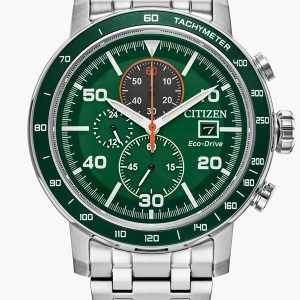 CITIZEN BRYCEN GREEN DIAL STAINLESS STEEL BRACELET STRAP WATCH CA0851-56X