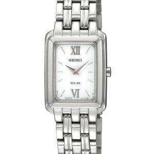 SEIKO SOLAR SILVER SQUARE DIAL WOMEN'S WATCH SUP009