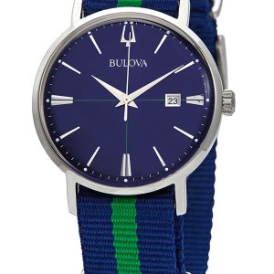 BULOVA AEROJET NATO STRAP BLUE DIAL WATCH 96B316