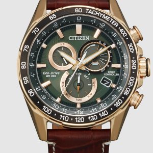 CITIZEN ECO-DRIVE PCAT ATOMIC TIMEKEEPING GREEN DIAL MEN'S WATCH CB5919-00X