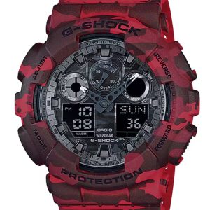G-SHOCK ANALOG-DIGITAL GA-100 SERIES RED CAMOUFLAGE MEN’S WATCH GA100CM-4A
