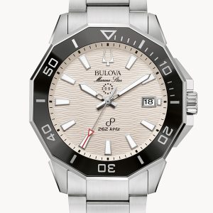 BULOVA MARINE STAR SERIES C WHITE DIAL STAINLESS STEEL MEN’S WATCH 96B426