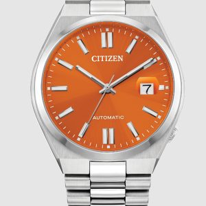 CITIZEN TSUYOSA AUTOMATIC ORANGE DIAL STAINLESS STEEL MEN’S WATCH NJ0151-53Z