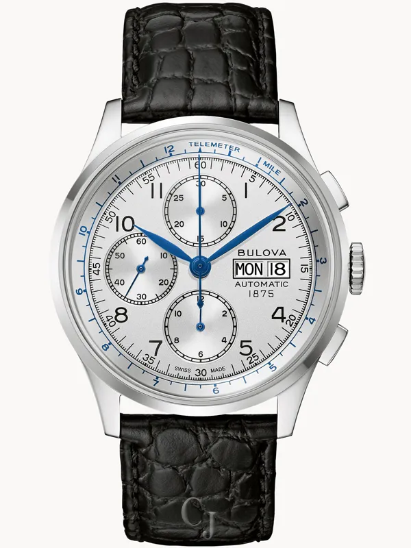 時計 BULOVA VINTAGE CHRONOGRAPH white Men's Bulova Stainless Steel Chronograph Silver White Dial Dress