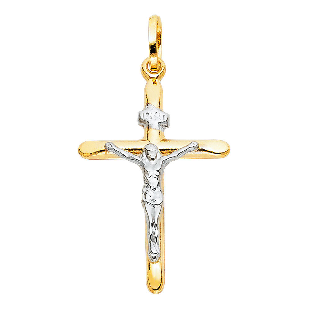 14K 2Tone Laminated Crucifix Pendant