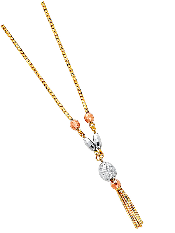 14k Gold Tri-Color Light Hanging Necklace