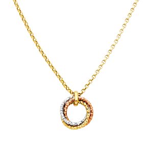 14k Gold Tri-Color Round Hanging Necklace