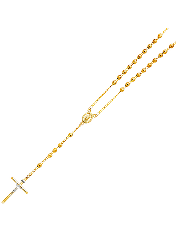 14KY Yellow Gold 5mm Disco Ball Rosary Necklace - 26"