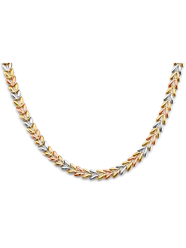 14k Gold Tri-Color Double Face Stampato Necklace