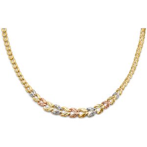 14k Gold Tri-Color Double Face Gradated Stampato Necklace