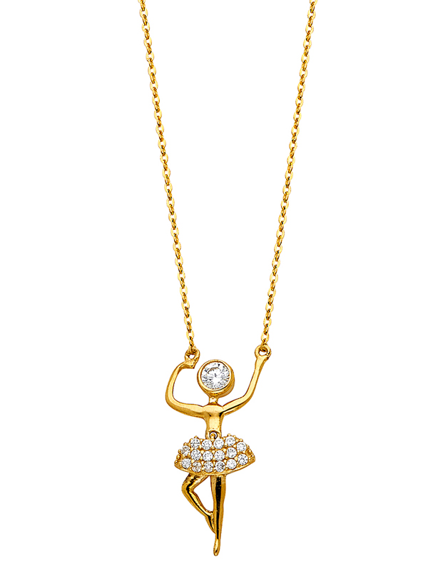 14k Yellow Gold Ballerina Necklace