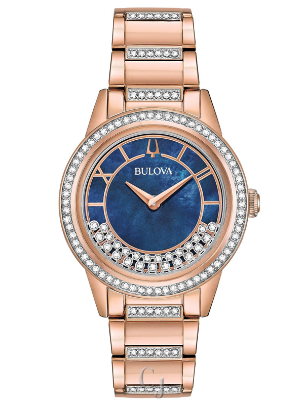 L♡mama BULOVA CRYSTAL BLUE MOTHER OF PEARL DIAL LADIES' WATCH 98L247