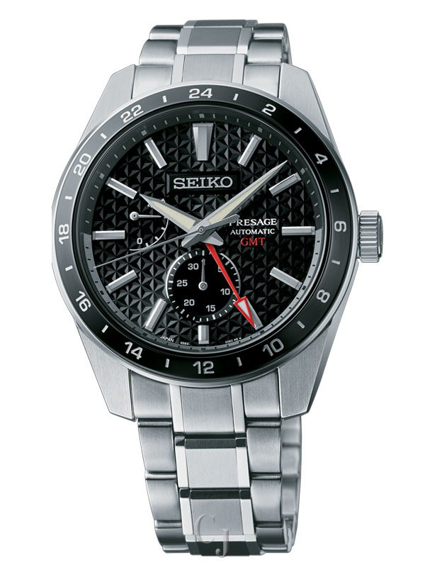 SEIKO PRESAGE SHARP-EDGED SERIES GMT BLACK DIAL MEN’S WATCH SPB221