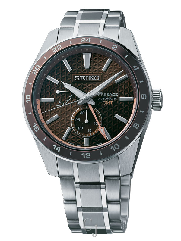 SEIKO PRESAGE SHARP-EDGED SERIES GMT BROWN DIAL MEN’S WATCH SPB225