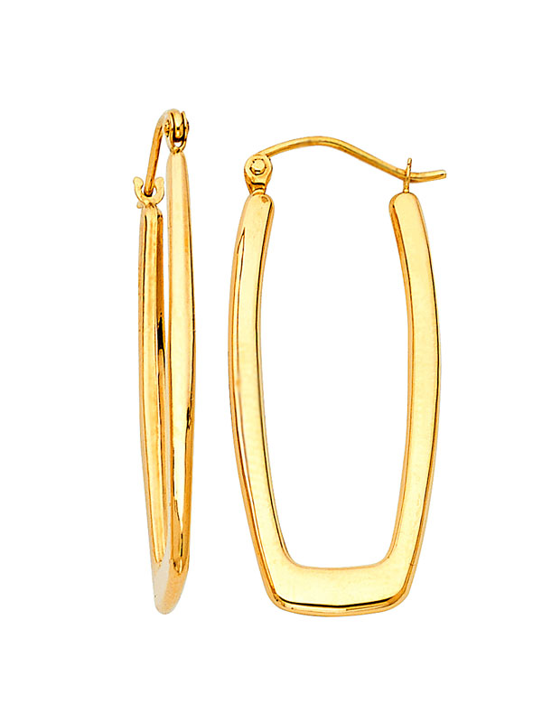 14KY Rectangle Hollow Earrings (15X35mm)
