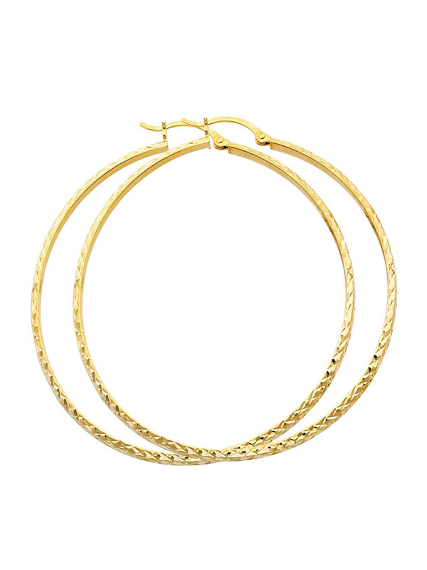 14KY DC 2.8mm Hollow Round Tube Hoop Earrings (45mm)