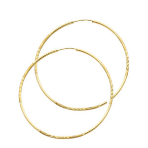 14KY 1.5mm Budded DC Endless Hoop Earrings (45mm)