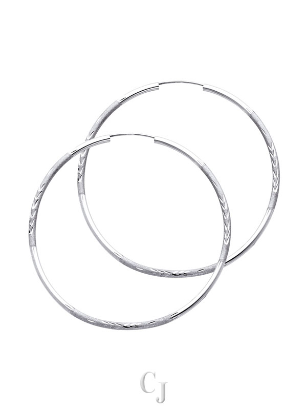 14KW 2mm Budded DC Endless Hoop Earrings (50mm)