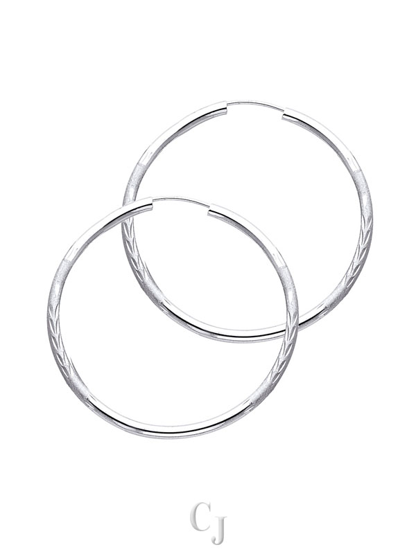 14KW 2mm Budded DC Endless Hoop Earrings (40mm)