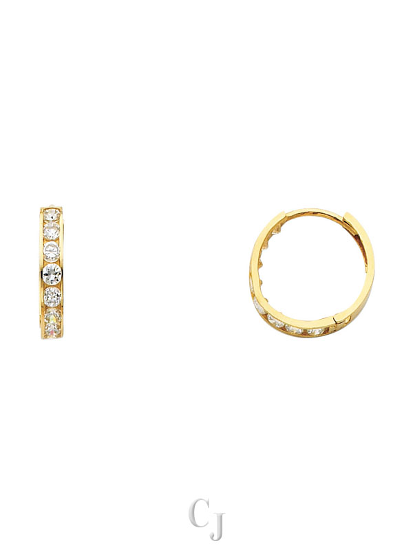 14KY CZ Huggies Earrings