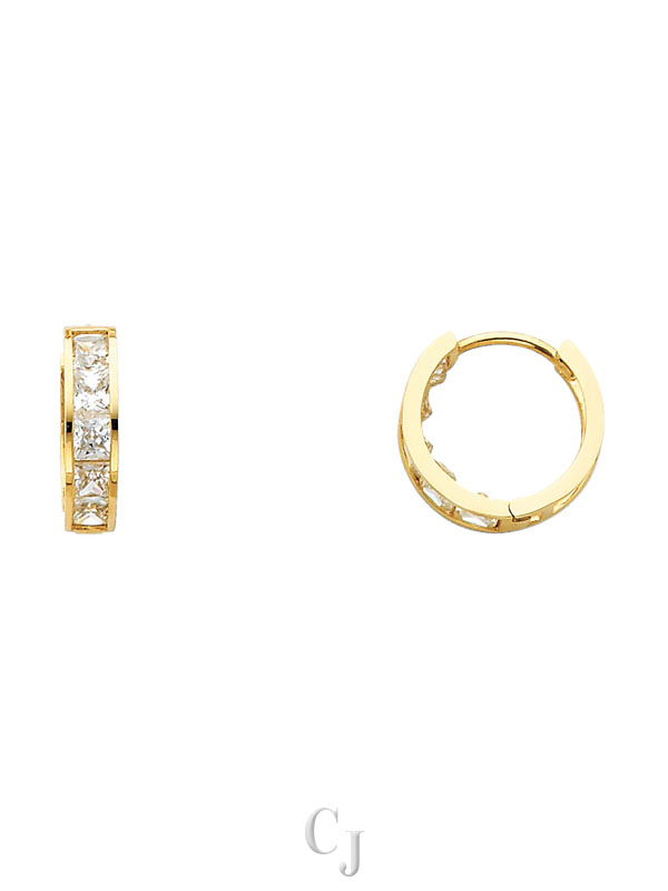 14KY CZ Huggies Earrings