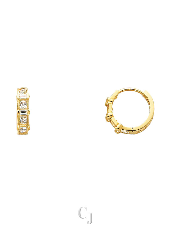 14KY CZ Huggies Earrings