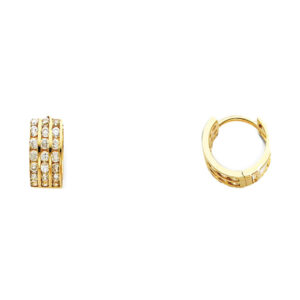 14KY Triple CZ Huggies Earrings