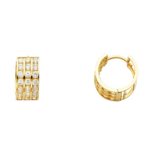 14KY Triple CZ Huggies Earrings