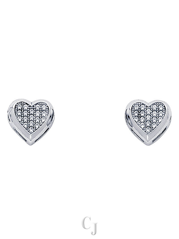 14KW Heart CZ Earrings