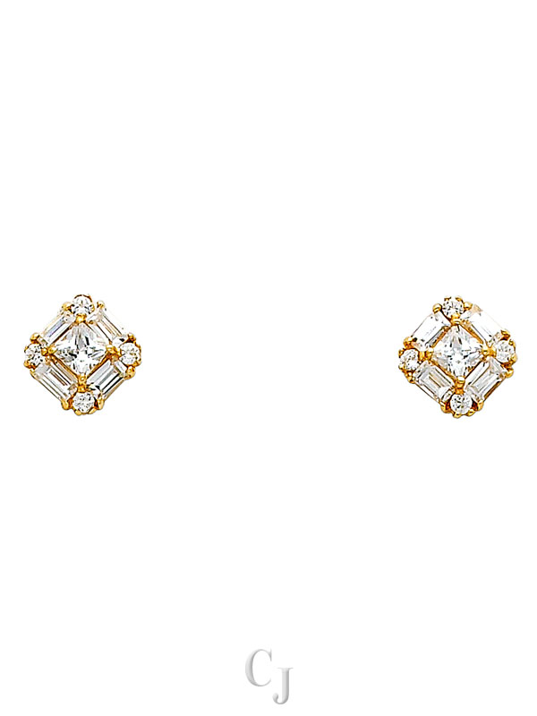 14KY Square CZ Earrings