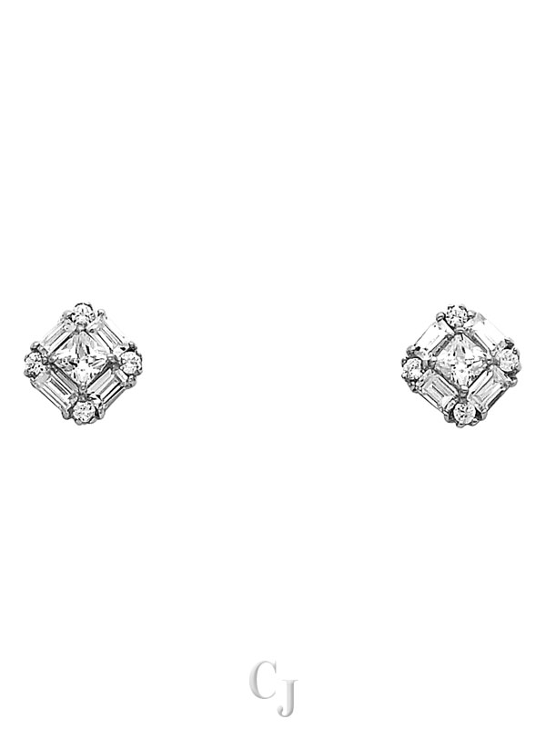 14KW Square CZ Earrings