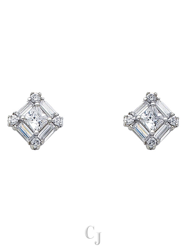 14KW Square CZ Earrings