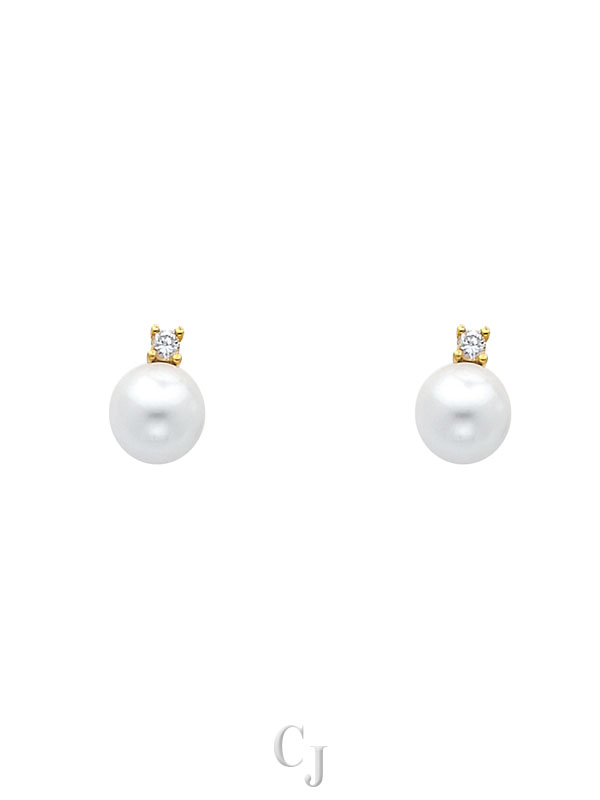 14KY CZ Pearl Earrings