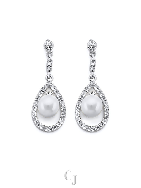 14KW CZ Pearl Earrings