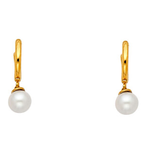 14KY Huggies Earrings with Pearls